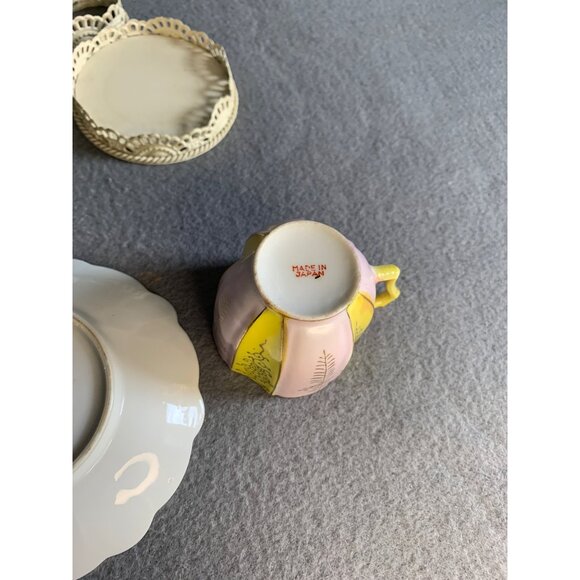 Pink and Yellow with Gold Accents Tea Cut and Saucer set Japan - Picture 7 of 11